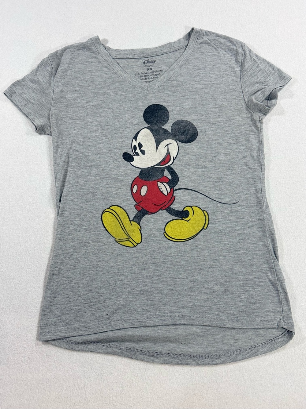 Disney Women's Mickey Mouse V Neck Short Sleeve T Shirt Heather Gray Size XS